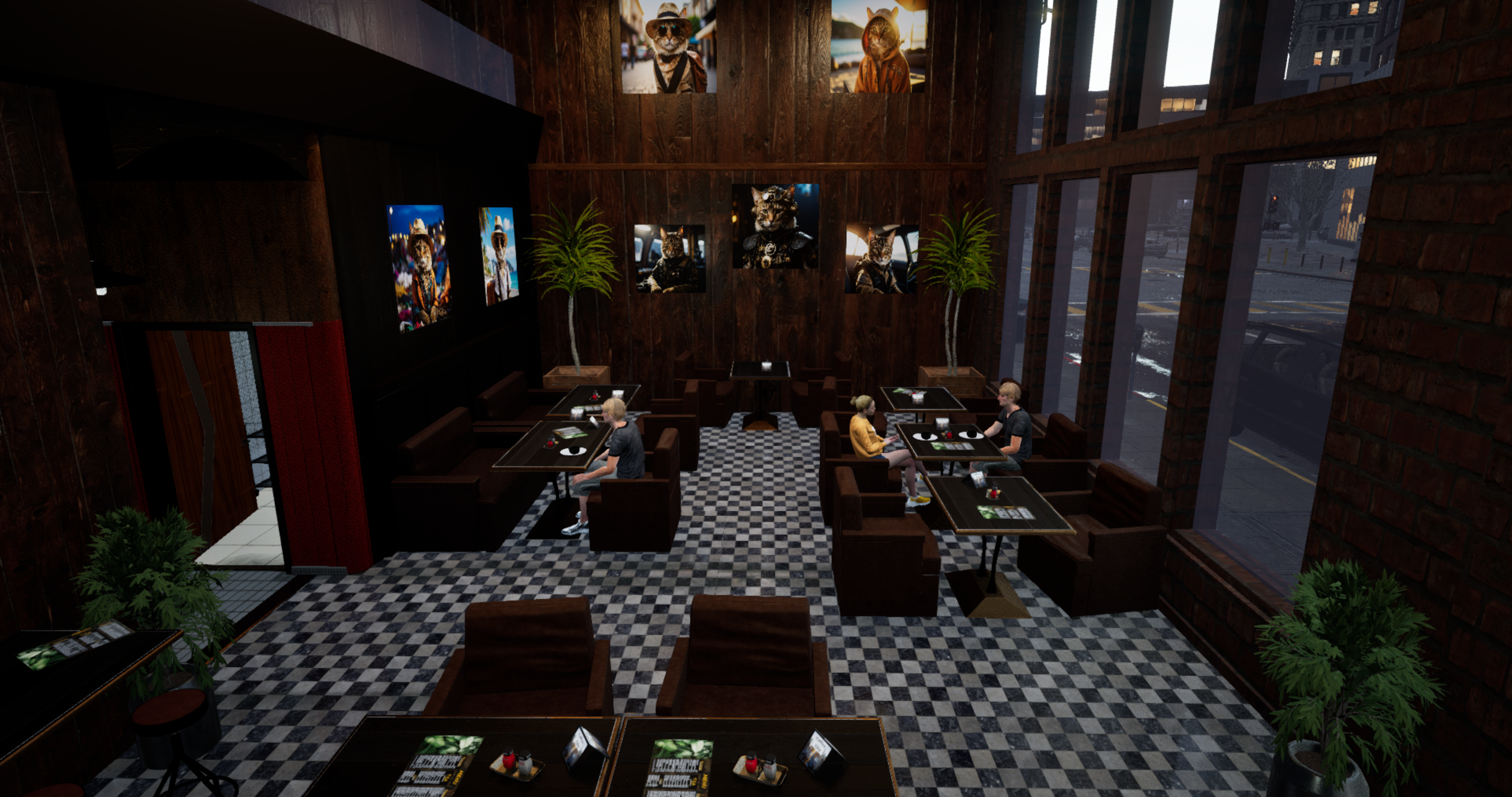 Cafe Cat interior scene view two